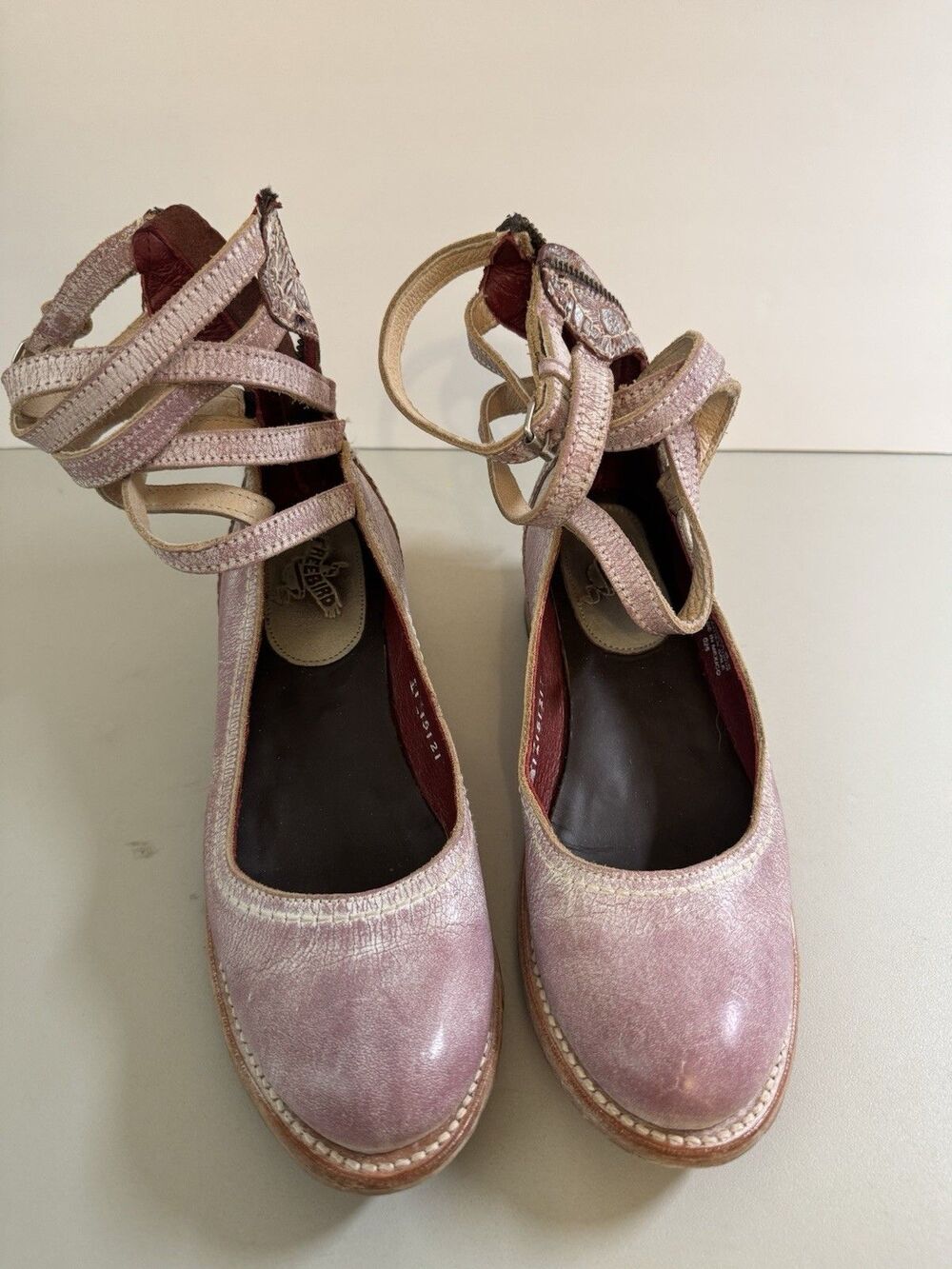 Freebird Martina Blush Pink Leather Ankle Strap Shoes Women’s Boho US 8 EUC